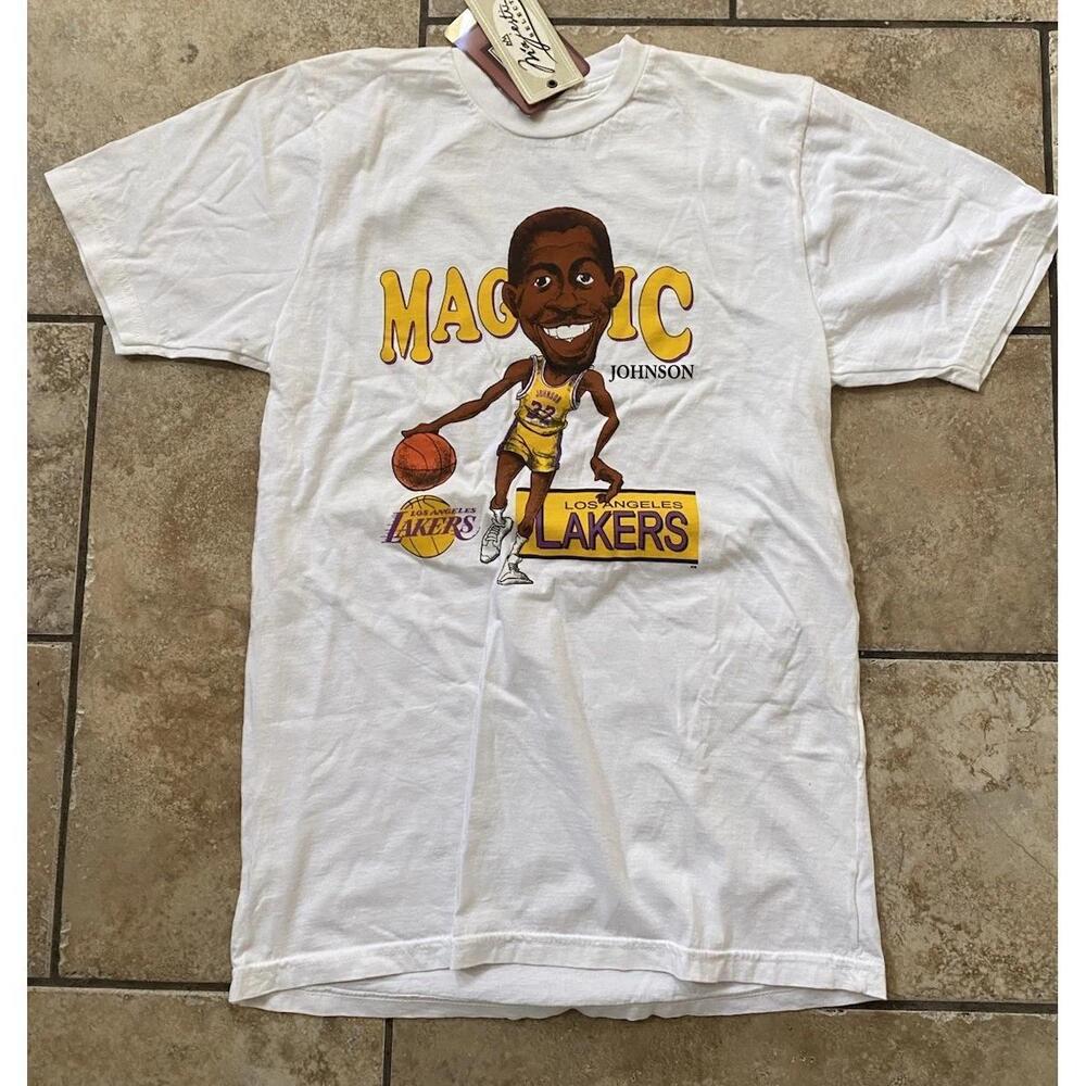 Majestic Select Magic Johnson Caricature Shirt Los Angeles Lakers Sz Small Nwt